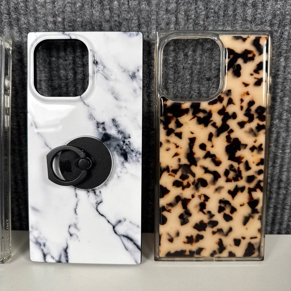 Flaunt Square iPhone Case Bundle Marble Tortoise‎ Checkered 3 Pack 16 Pro +F14Q